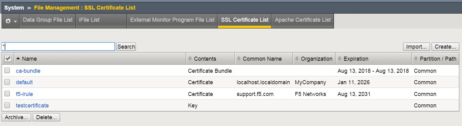 SSL Cert List Example