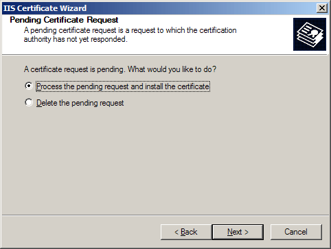 Server Certificate Button
